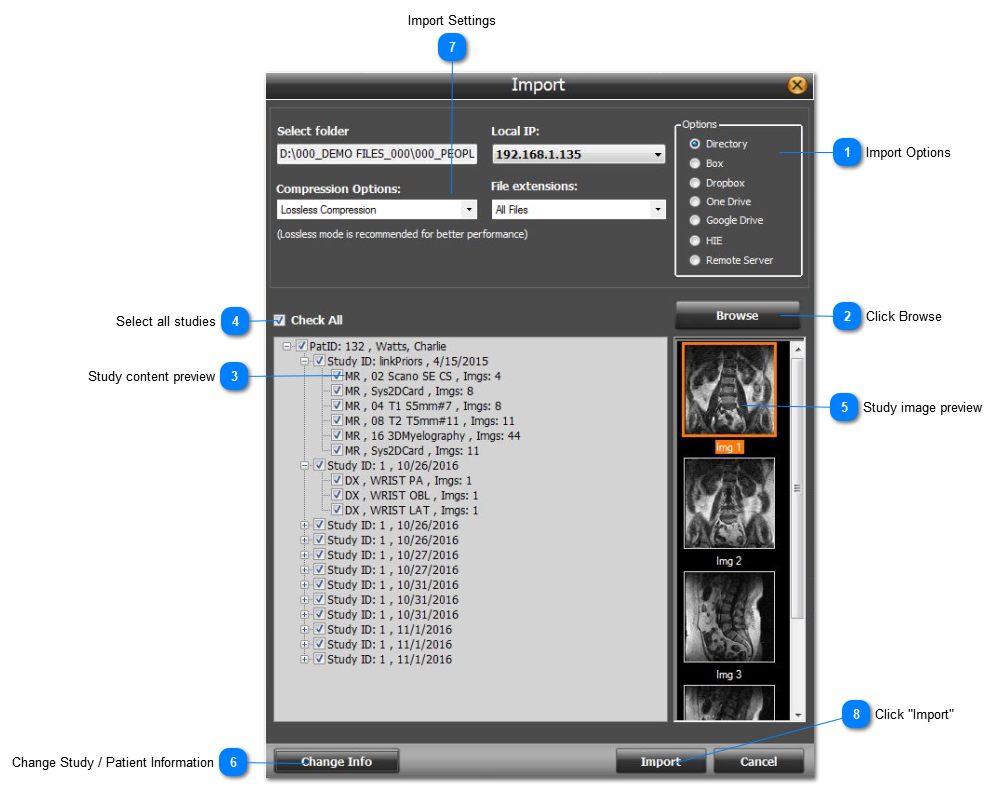5.1.0. Import DICOM